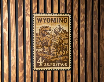 Wyoming Stamp Metal Sign – Vintage State Art, Rustic Wall Decor, Western Home Accent, Retro Travel Souvenir Sign