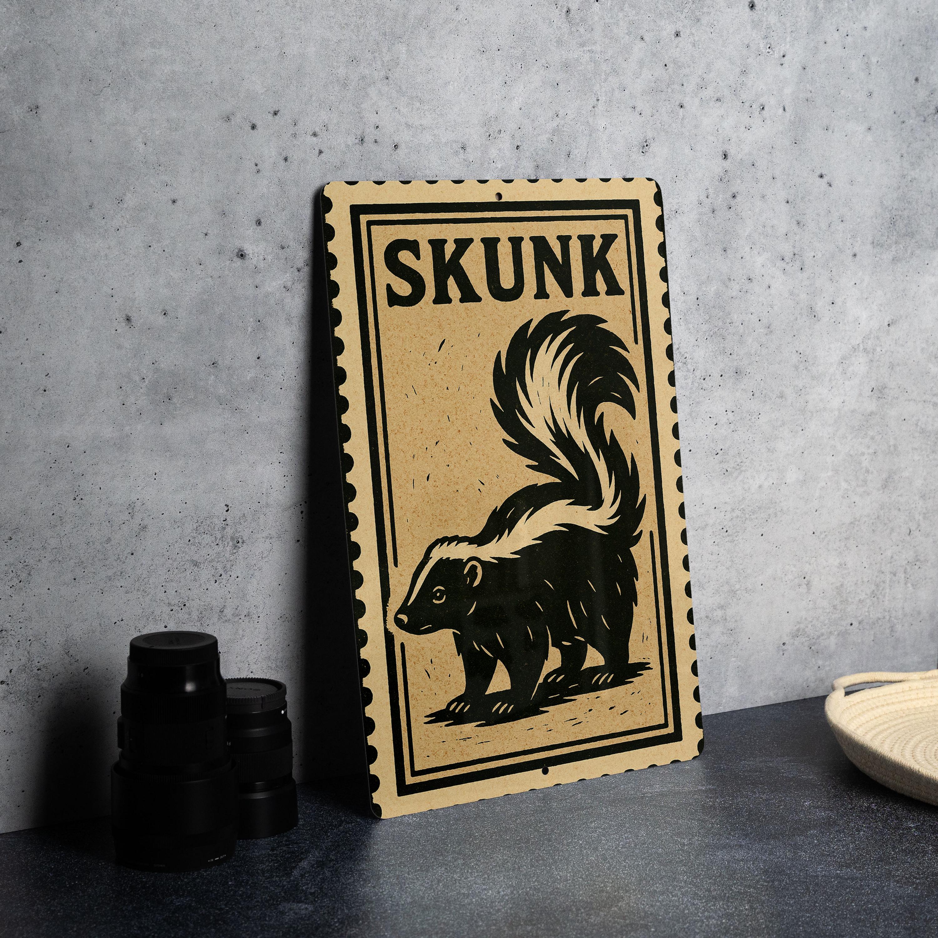 Skunk Metal Sign – Rustic Stamp Style Wall Art for Garage, Man Cave ...