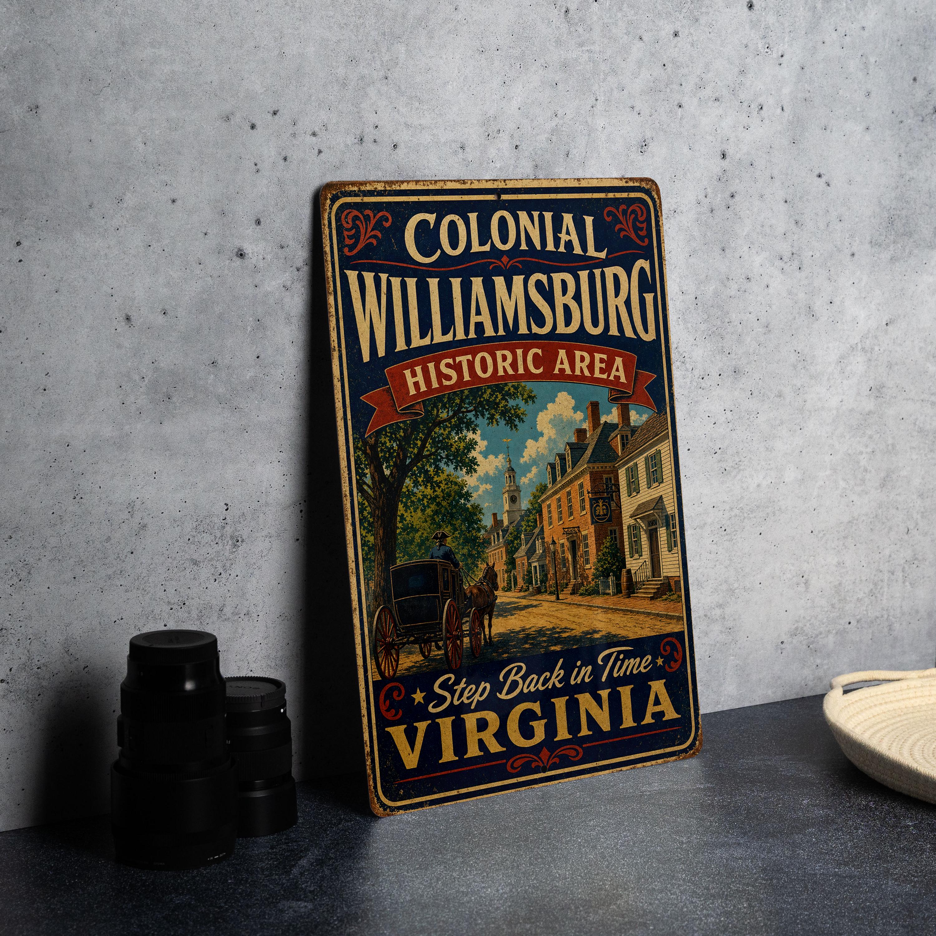 Colonial Williamsburg Historic Area Virginia Vintage Style Metal Sign ...
