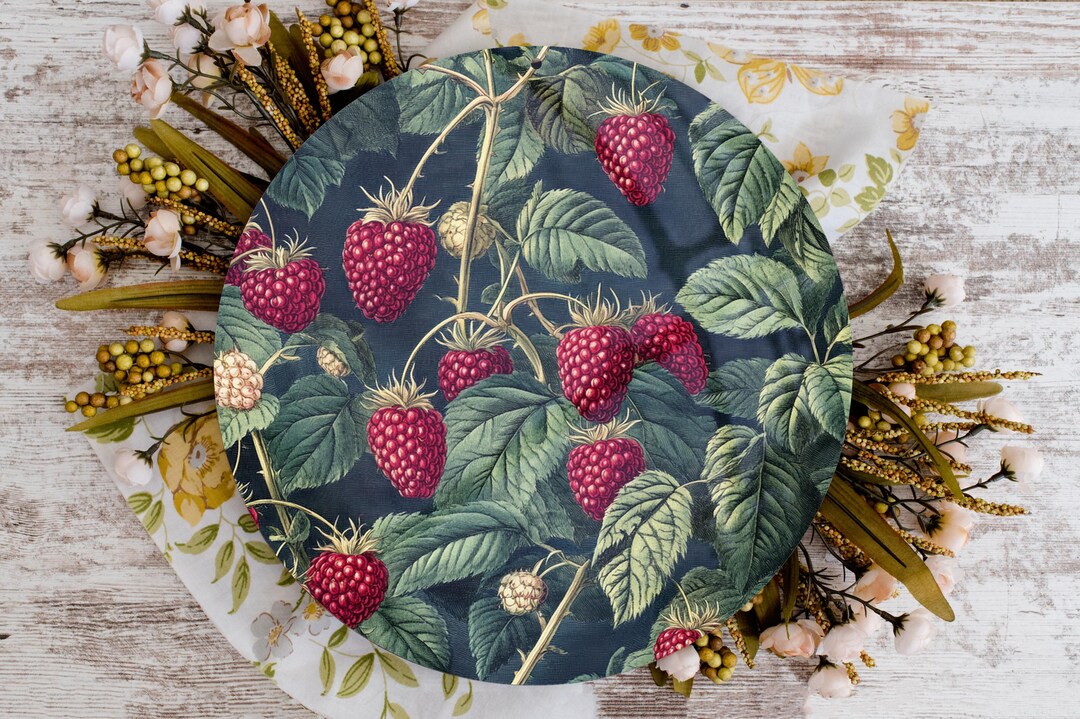 Vintage Raspberry Themed Decor Vintage Berry Elegance Round Metal Sign, Crimson Raspberries Decor ...