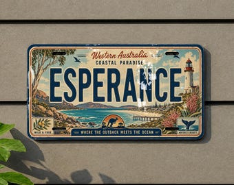 Esperance Retro Style License Plate Souvenir Sign, Esperance Australia Travel Keepsake Car Tag Wall Decor