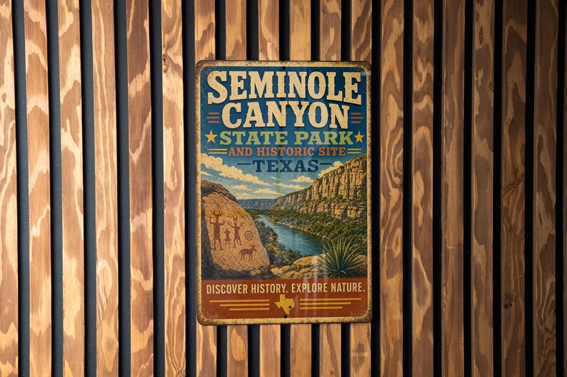 Seminole Canyon State Park & Historic Site Texas Vintage Style Metal ...
