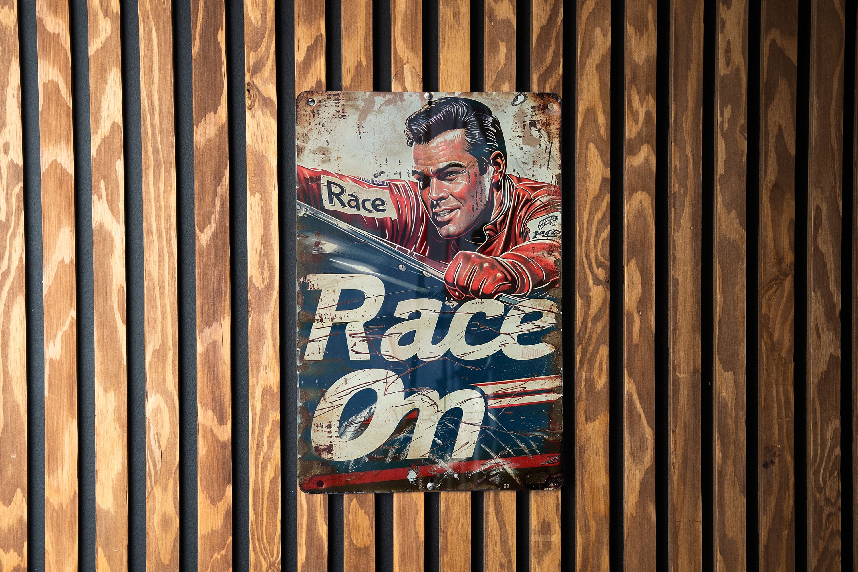 Retro Sign Racing Vintage Style Tin Sign, Auto Racing Decor, Race on Metal Sign, Racing ...