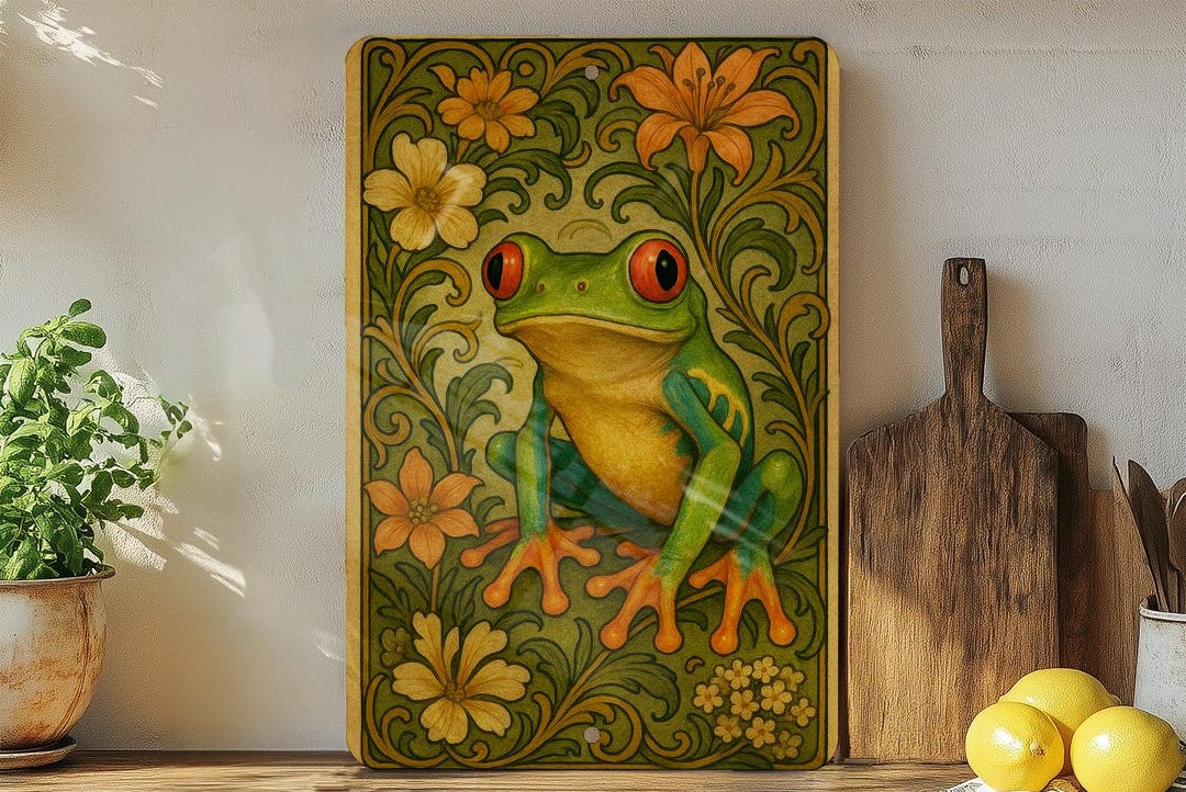 Tree Fog Sign Red-eyed Tree Frog Metal Sign – Belle Époque Floral Wall Art, Vintage ...