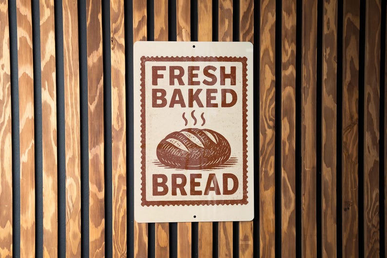 Fresh Baked Bread Metal Sign – Rustic Kitchen Wall Decor, Vintage ...