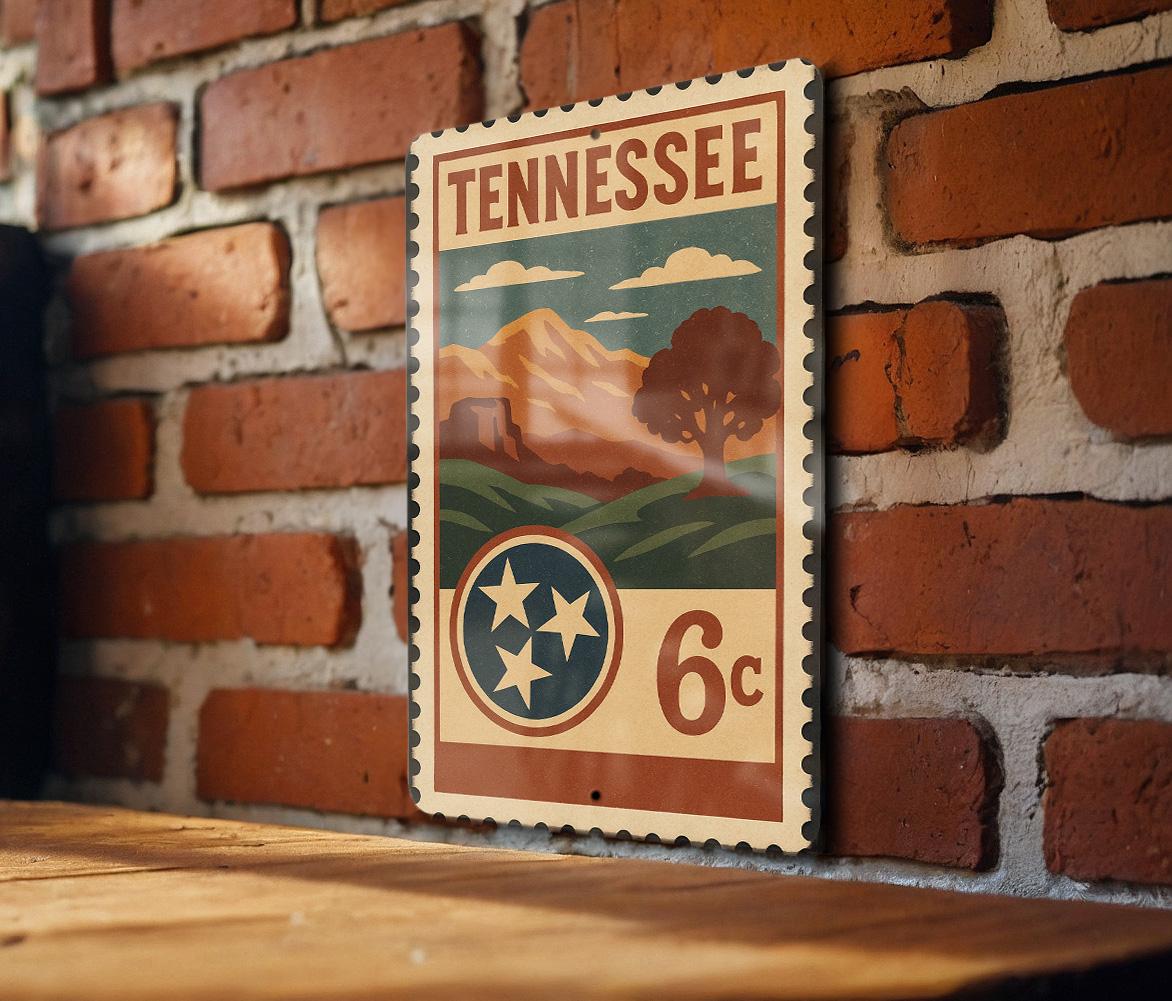 Rustic Tennessee. Sign Tennessee Stamp Style Metal Sign – Vintage State Art, Rustic Wall Decor ...