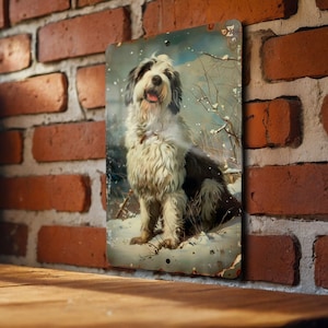 Old English Sheepdog Metal Sign, Vintage Style Decor, Funny Dog Sign, Wall Art Collectible, Home Decoration