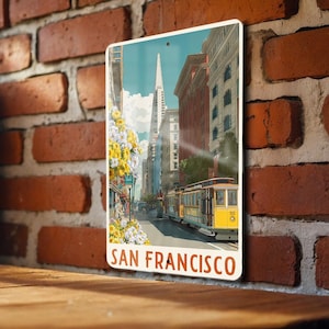 San Francisco Retro Travel Poster Metal Tin Sign – Vintage Wall Decor for Home, Bar, Garage, Man Cave, Gift Idea