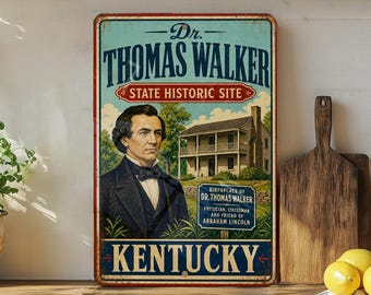 Dr Thomas Walker State Historic Site Kentucky Vintage Style Metal Sign, Historic Landmark Souvenir Wall Decor Plaque