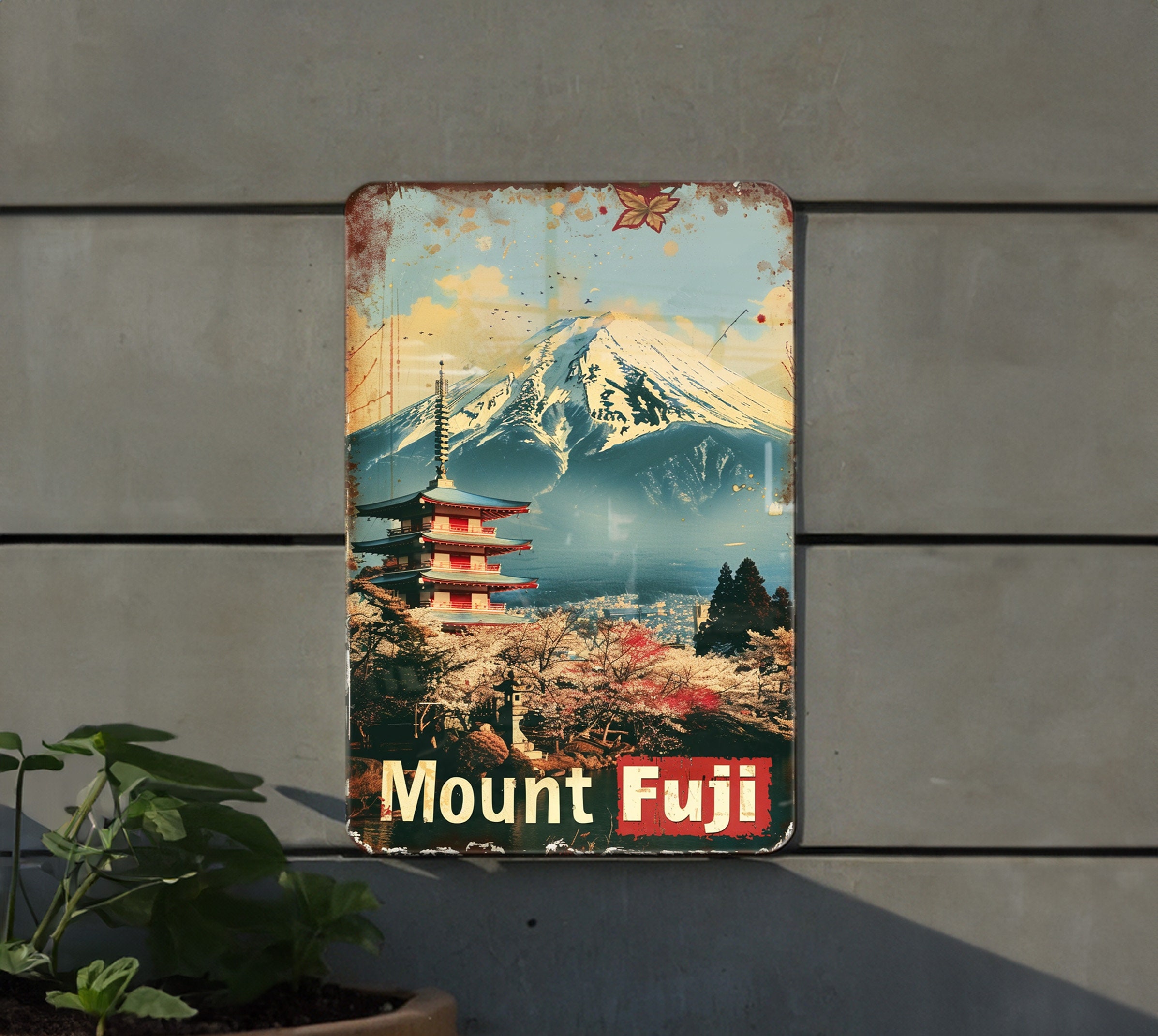 Mount Fuji Metal Sign - Japan Vintage, Travel Wall Decor