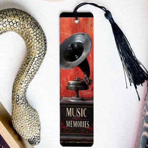 Vintage Phonograph Bookmark, Music Memories, Antique Record Player, Unique Book Accessory, Retro Gift Idea