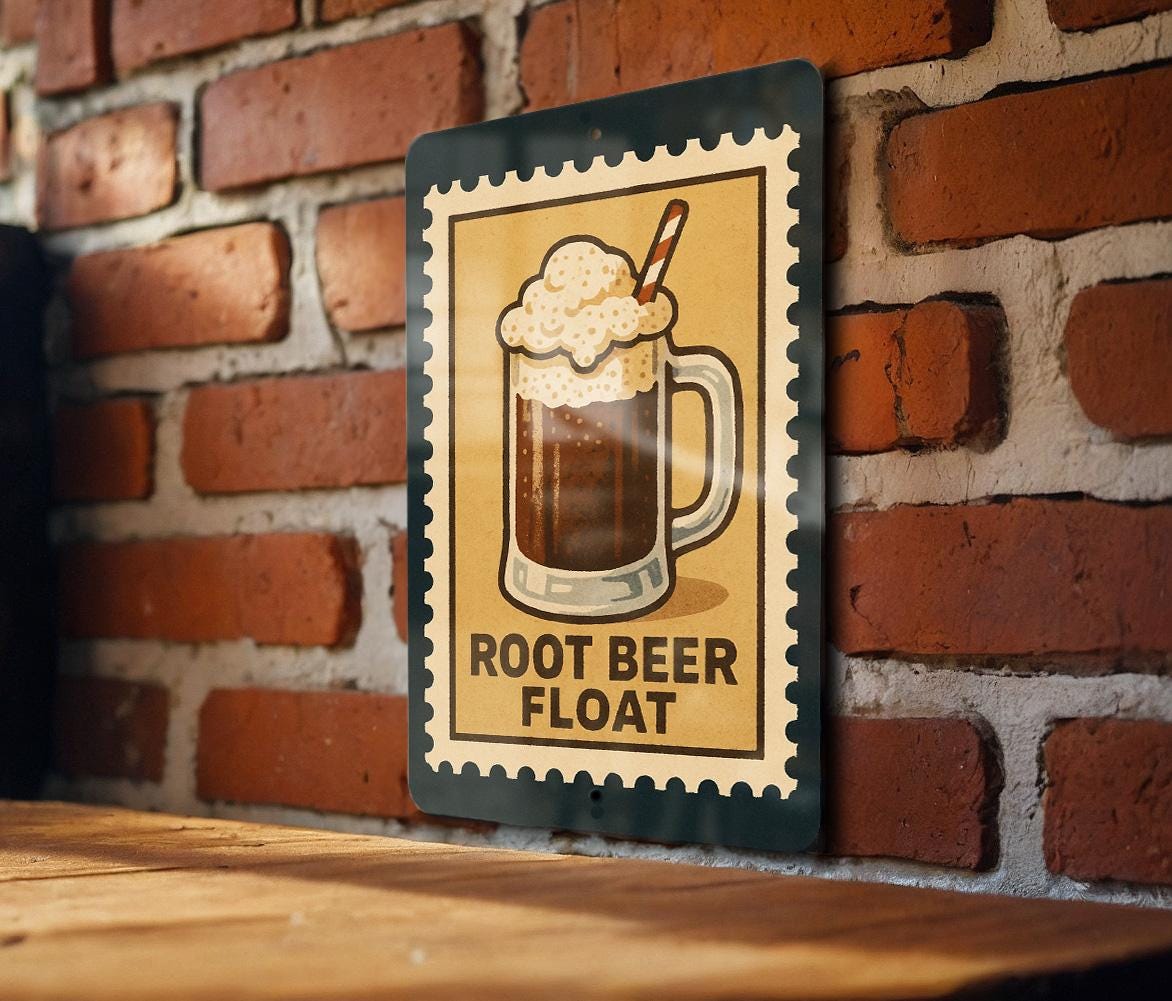 Root Beer Float Metal Sign – Vintage Frosted Mug Wall Art, Retro