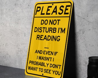 Do Not Disturb Reading Metal Sign - Book Lover Gift, Home Library Decor, Reading Nook Accessory, Quiet Time Sign, Wall Art for Readers