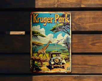 Kruger Park Metal Sign, Vintage Style, South Africa Decor, Wall Art, Home Decoration