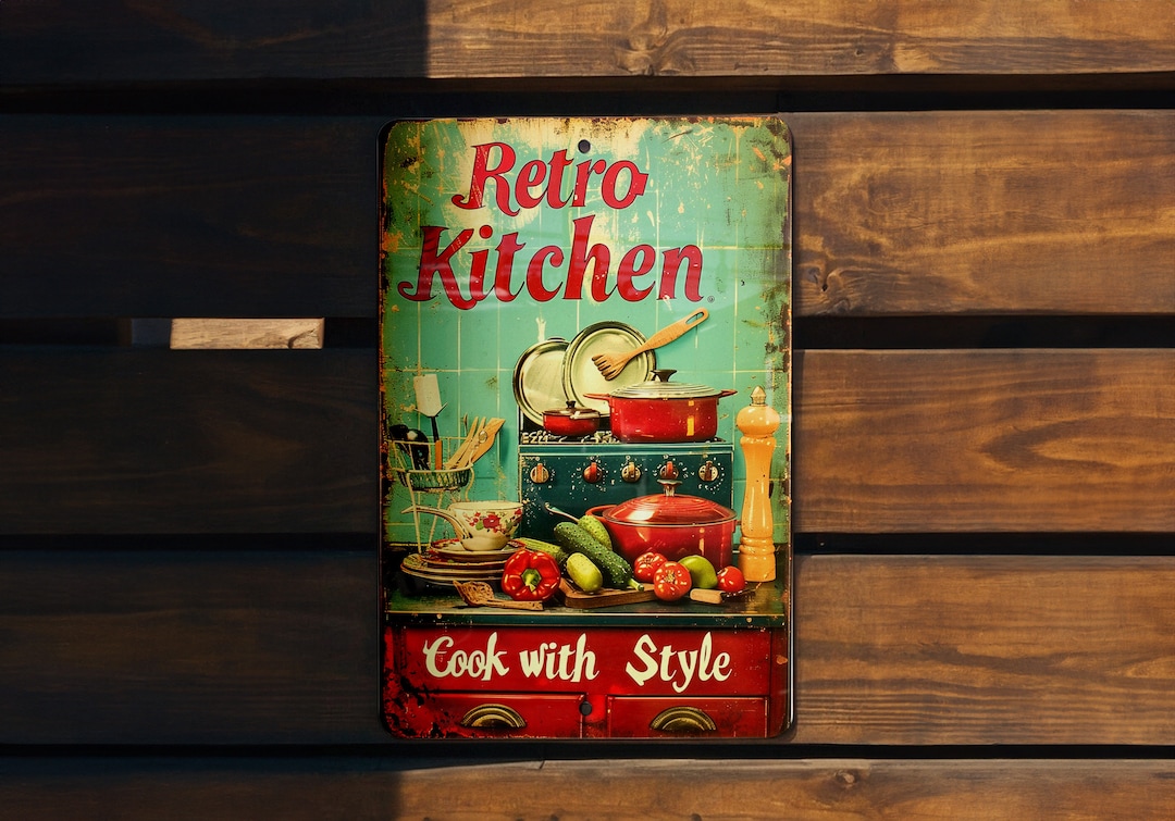 Retro Kitchen Vintage Appliances Sign, Aluminum Metal Sign, Cook With ...