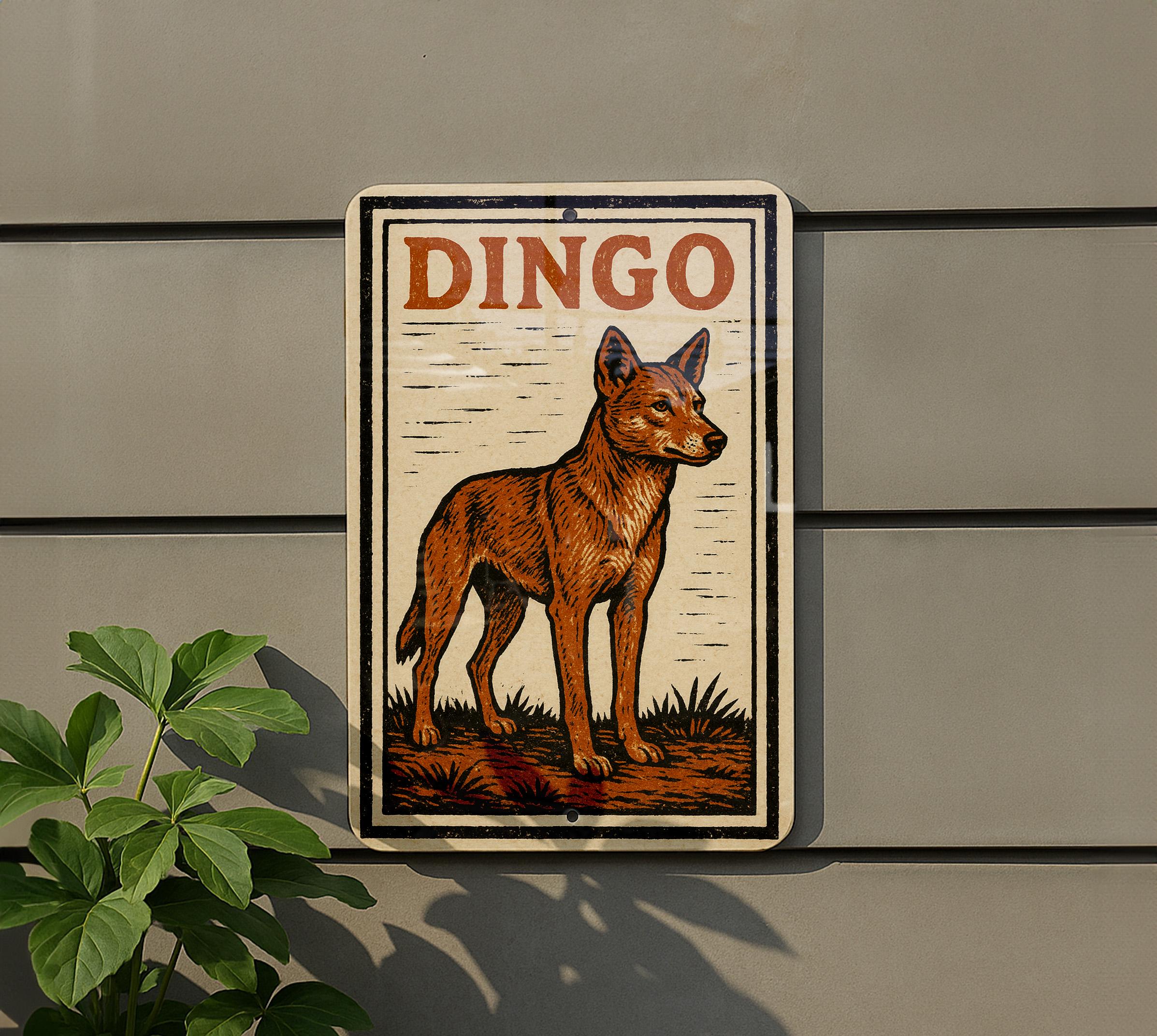 Dingo Stamp Style Metal Sign – Rustic Australian Outback Wall Art ...