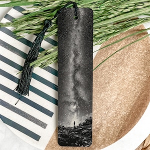Surreal Milky Way Metal Bookmark – Artistic Galaxy Collage, Cosmic Illustration, Unique Celestial Gift for Book Lovers