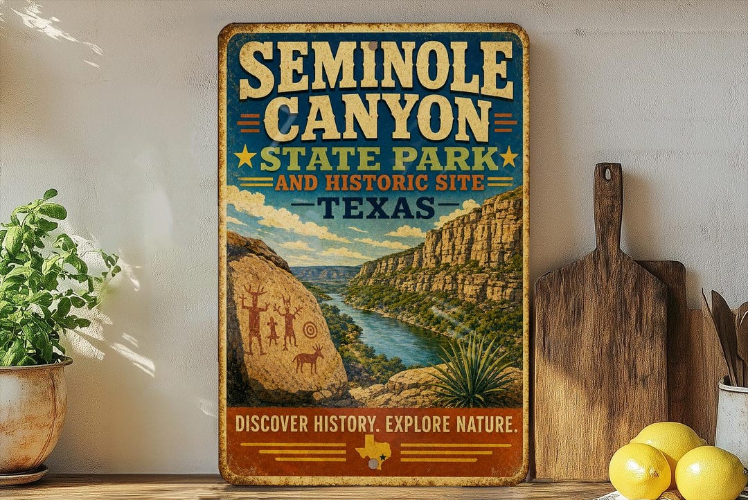 Seminole Canyon State Park & Historic Site Texas Vintage Style Metal ...