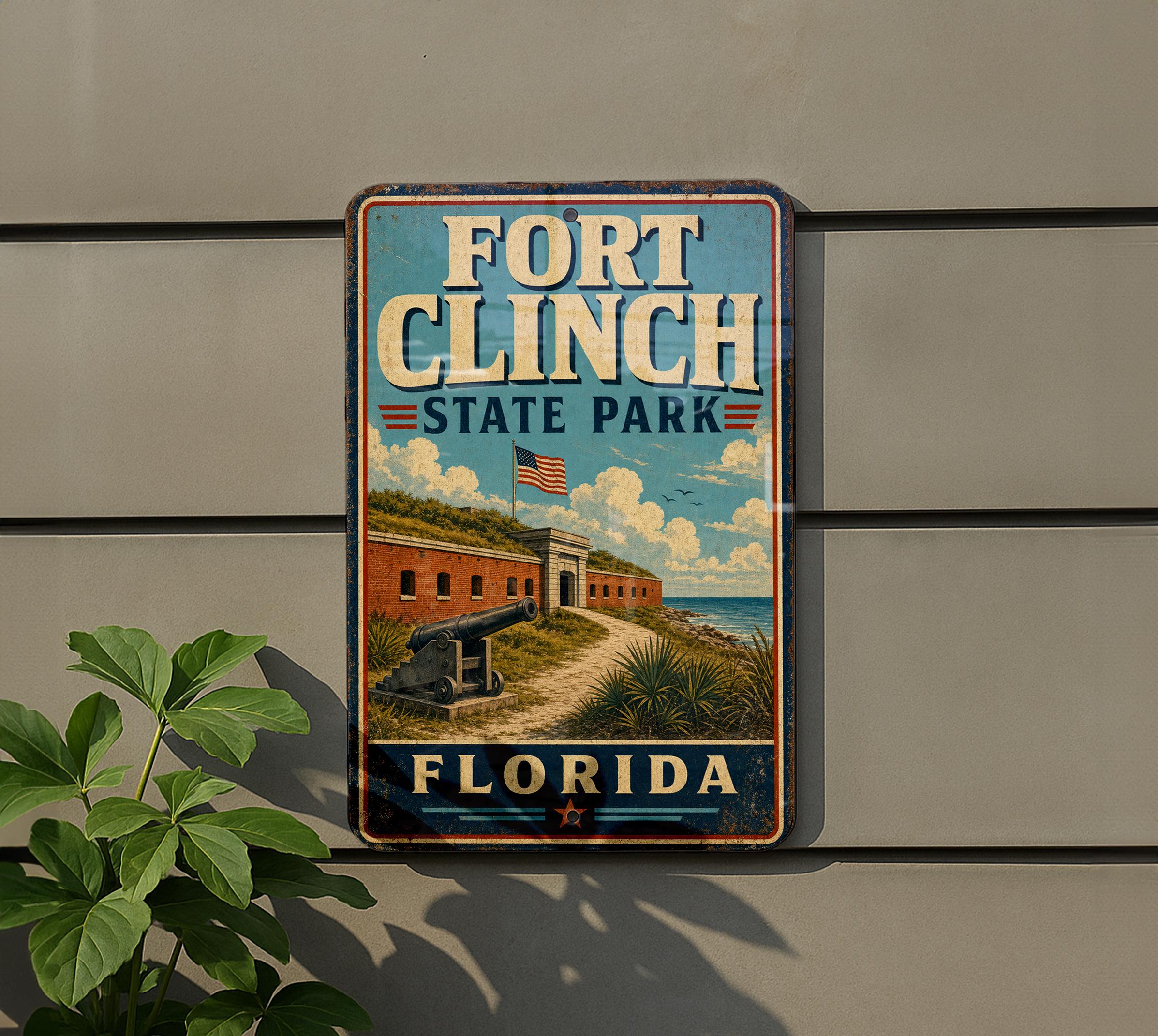 Fort Clinch State Park Florida Vintage Style Metal Sign, Amelia Island ...