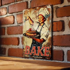 Chef BAKE Vintage Style Metal Sign, Kitchen Decor, Wall Art, Rustic Home Decor, Gift Idea