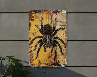 Brazilian Black Tarantula Metal Sign, Vintage Style Decor, Arachnid Wall Art, Exotic Spider Gift, Home Decoration