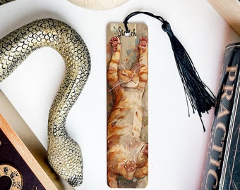 Cat Stretching Bookmark, Metal Bookmark, Cute Cat Bookmark, Animal Bookmark, Reading Accessory