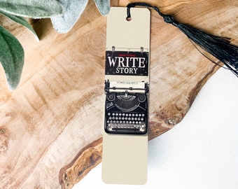 Vintage Typewriter Bookmark, Write Your Story, Metal Bookmark, Unique Book Accessory, Reader Gift