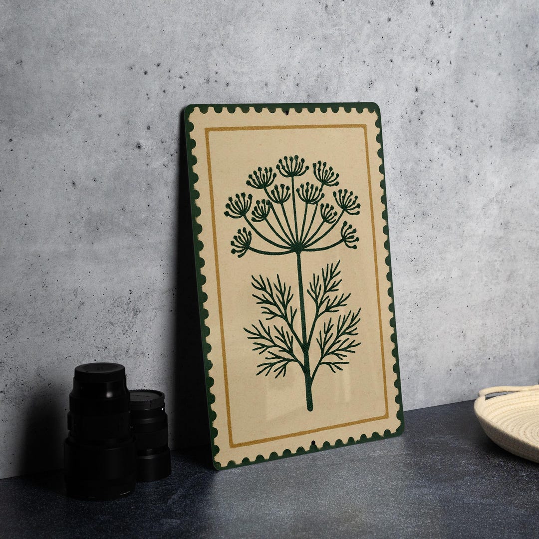 Vintage Dill Seed Umbel Metal Sign – Botanical Herb Wall Art, Rustic ...