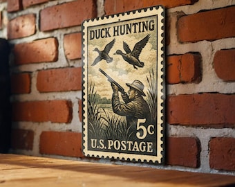 Duck Hunting Metal Sign – Rustic Stamp Style Wall Art for Cabin, Lodge, Man Cave, Hunter Gift, Vintage Outdoor Decor