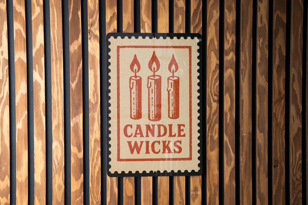 Candle Wicks Metal Sign – Vintage Stamp Style Wall Art for Home Decor ...