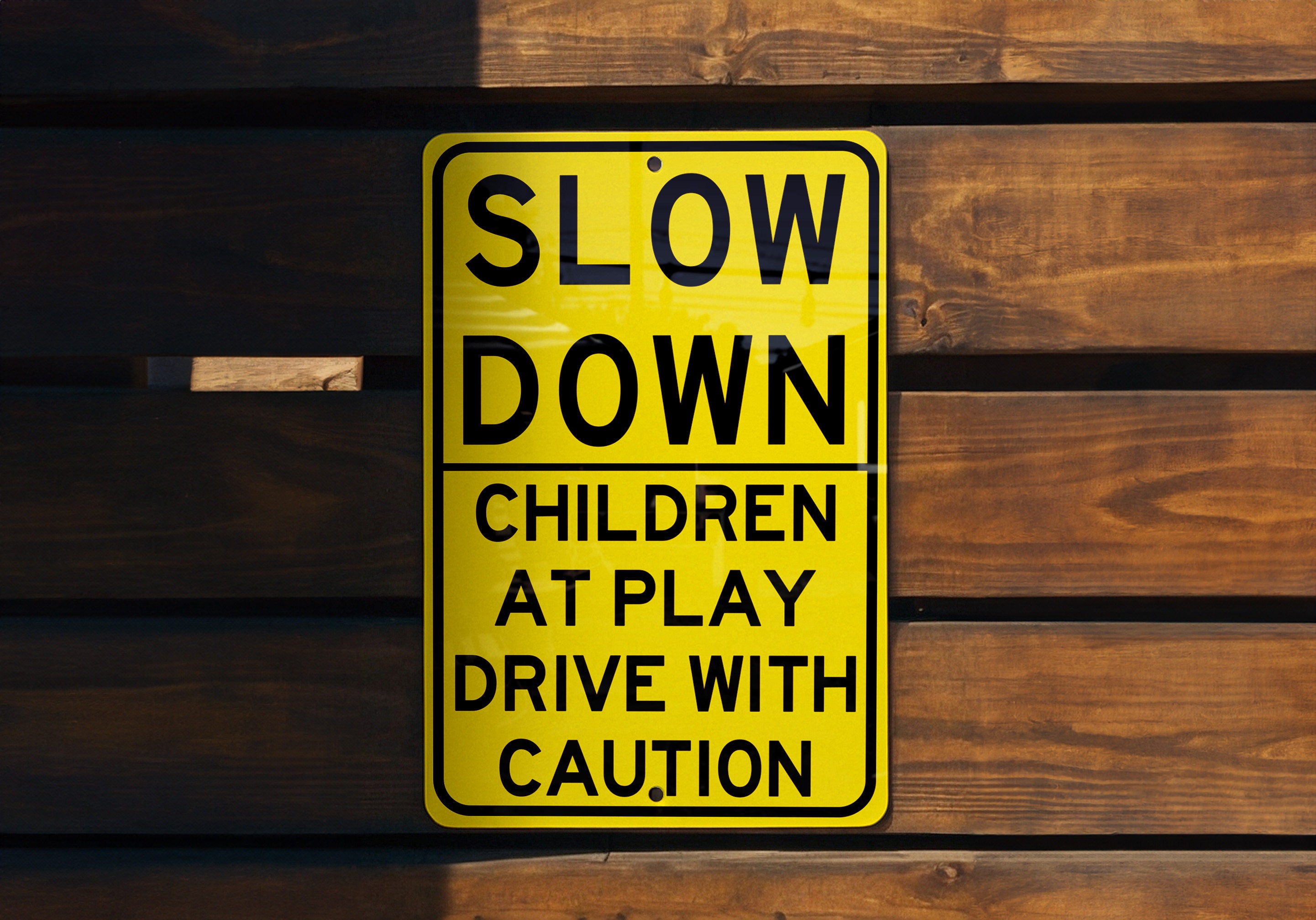 Slow Down Children at Play Sign, Drive With Caution, Metal Safety Sign ...