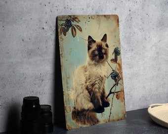 Birman Cat Vintage Style Aluminum Sign, Metal Wall Decor, Cat Lover Gift, Home Decoration, Retro Sign