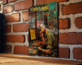 Programmer Code Logic Metal Sign, Vintage Programmer Decor, Retro Coding Gift, Tech Wall Art, Nerd Room Accessory