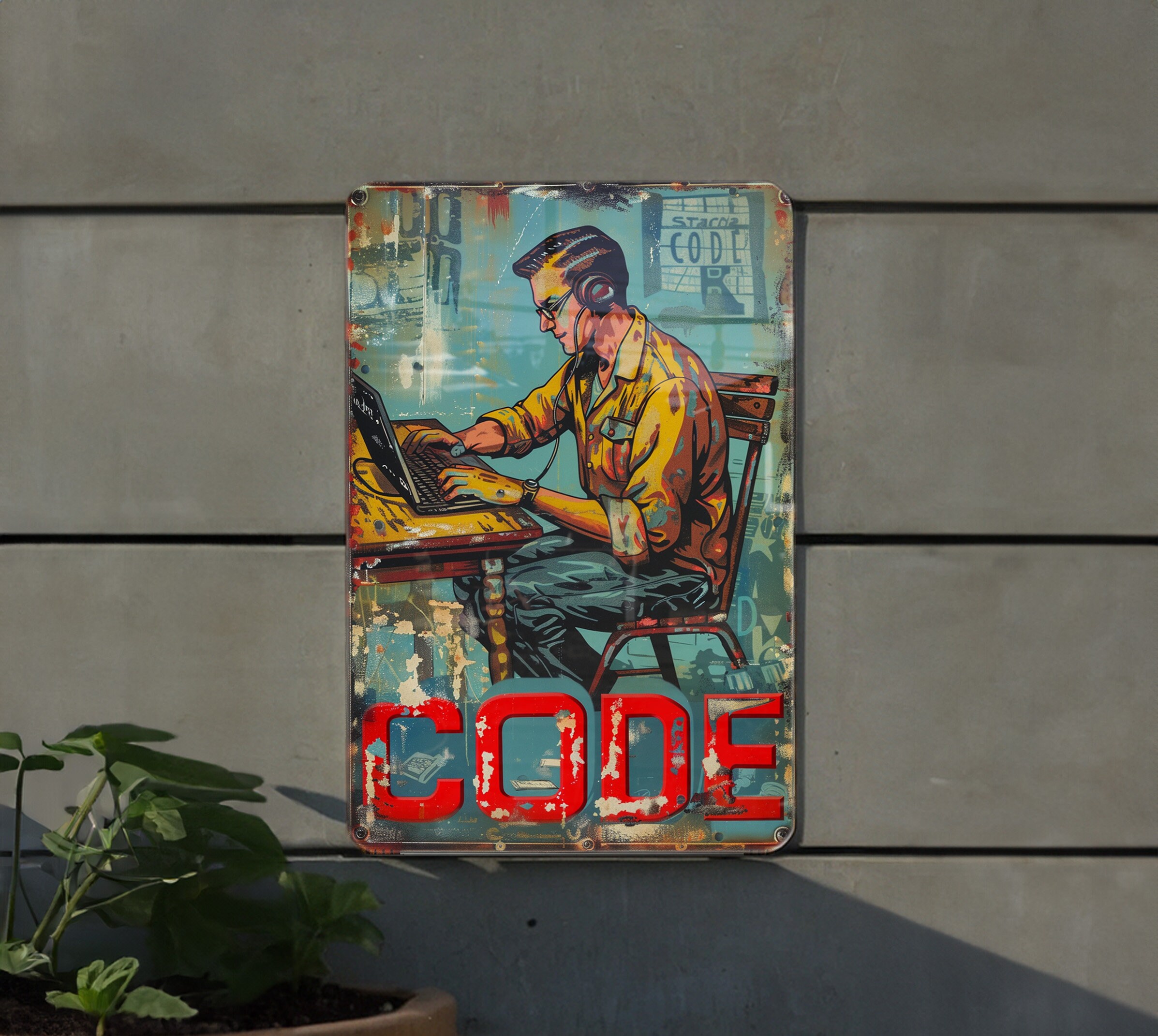Programmer CODE Vintage Style Metal Sign - Funny Gift, Coding Decor ...