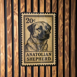 Anatolian Shepherd Dog Metal Sign – Rustic Farmhouse Decor, Vintage Stamp Style Wall Art for Dog Lovers, Outdoor Pet Sign