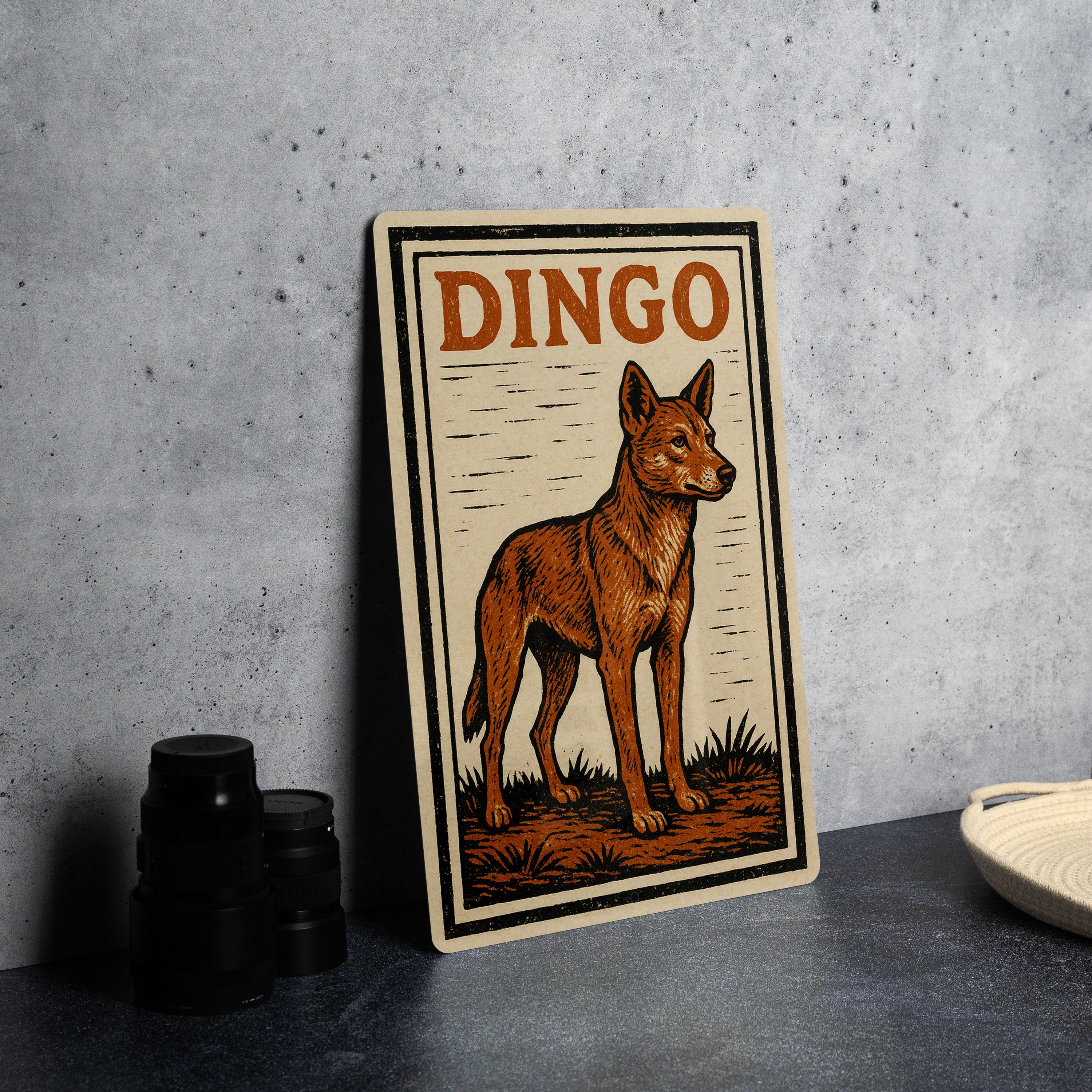 Dingo Stamp Style Metal Sign – Rustic Australian Outback Wall Art ...