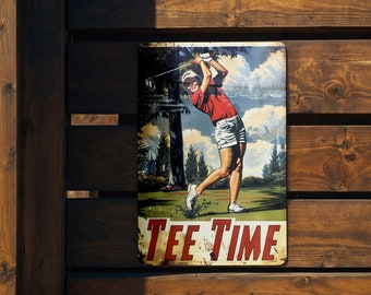 Metal Sign for Golf Lovers, Tee Time Decor, Vintage Golf Sign, Retro Wall Art, Golfing Gift Idea