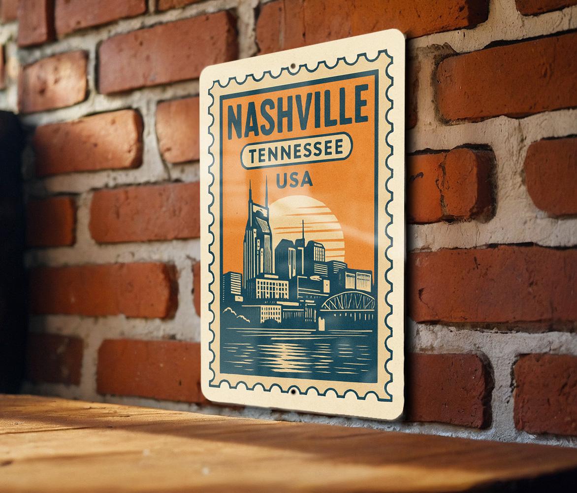 Rustic Tennessee. Sign Nashville Tennessee Metal Sign – Vintage Stamp Style Wall Art, Rustic ...