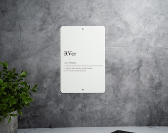 RVer Definition Gift for Traveler Metal Sign - RV Lifestyle, Camper Decor, Travel Humor, Adventure Seeker, Road Trip Art
