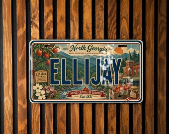 Retro Ellijay License Plate, Ellijay Georgia Souvenir Auto Tag, Mountain Town Travel Gift, Car Decor, Collectible Plate