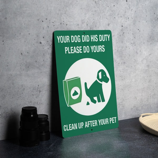 Dog Poop Sign - Metal, Eco Conscious, Outdoor Responsibility