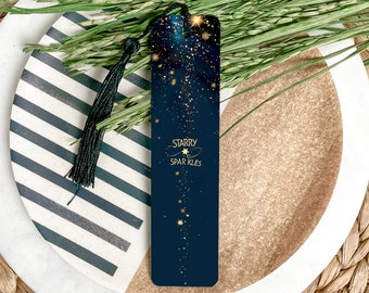 Celestial Starry Night Bookmark, Metal Bookmark, Sparkly Night Sky,   Book Accessory, Starry Sparkles Reading Aid