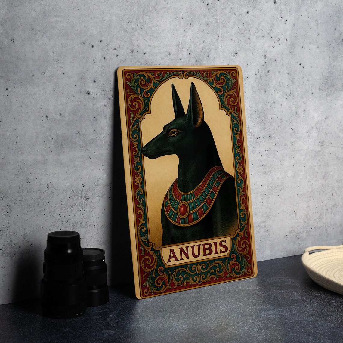 Victorian Anubis Jackal Metal Sign – Chromolithograph Style, Ornate ...