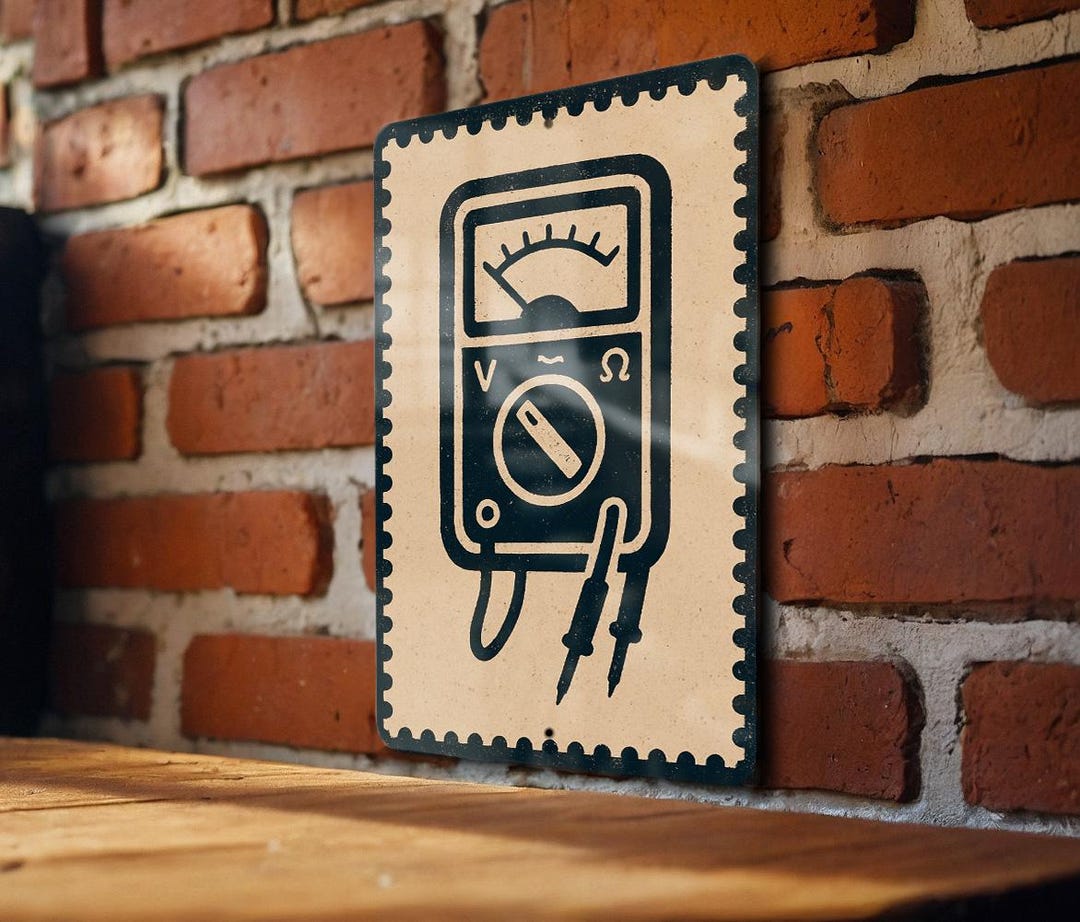 Multimeter Metal Sign – Vintage Stamp Style Garage Wall Art ...