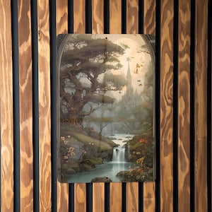 Fantasy Nature Wall Art Metal Sign - Enchanted Forest, Magical Landscape, Mystical Woods, Dreamy Scenery, Fairy Tale Decor
