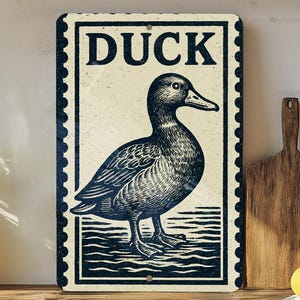 Vintage Duck Metal Sign – Rustic Wall Art, Wildlife Stamp Style Decor for Cabin, Lodge, or Hunting Enthusiast