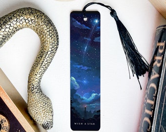 Starry Night Sky Bookmark, Wish Upon A Star, Metal Bookmark, Shooting Star Design, Book Lover Gift