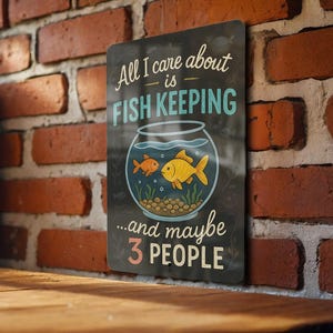 Funny Fish Keeping Chalkboard Metal Sign – Colorful Wall Decor for Aquarists, Pet Fish Lover Gift, Home or Aquarium Art