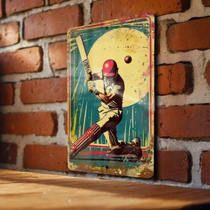 Vintage Cricket Sign, Metal Wall Decor, Retro Sports Art, Cricket Gift Idea, Home Decoration