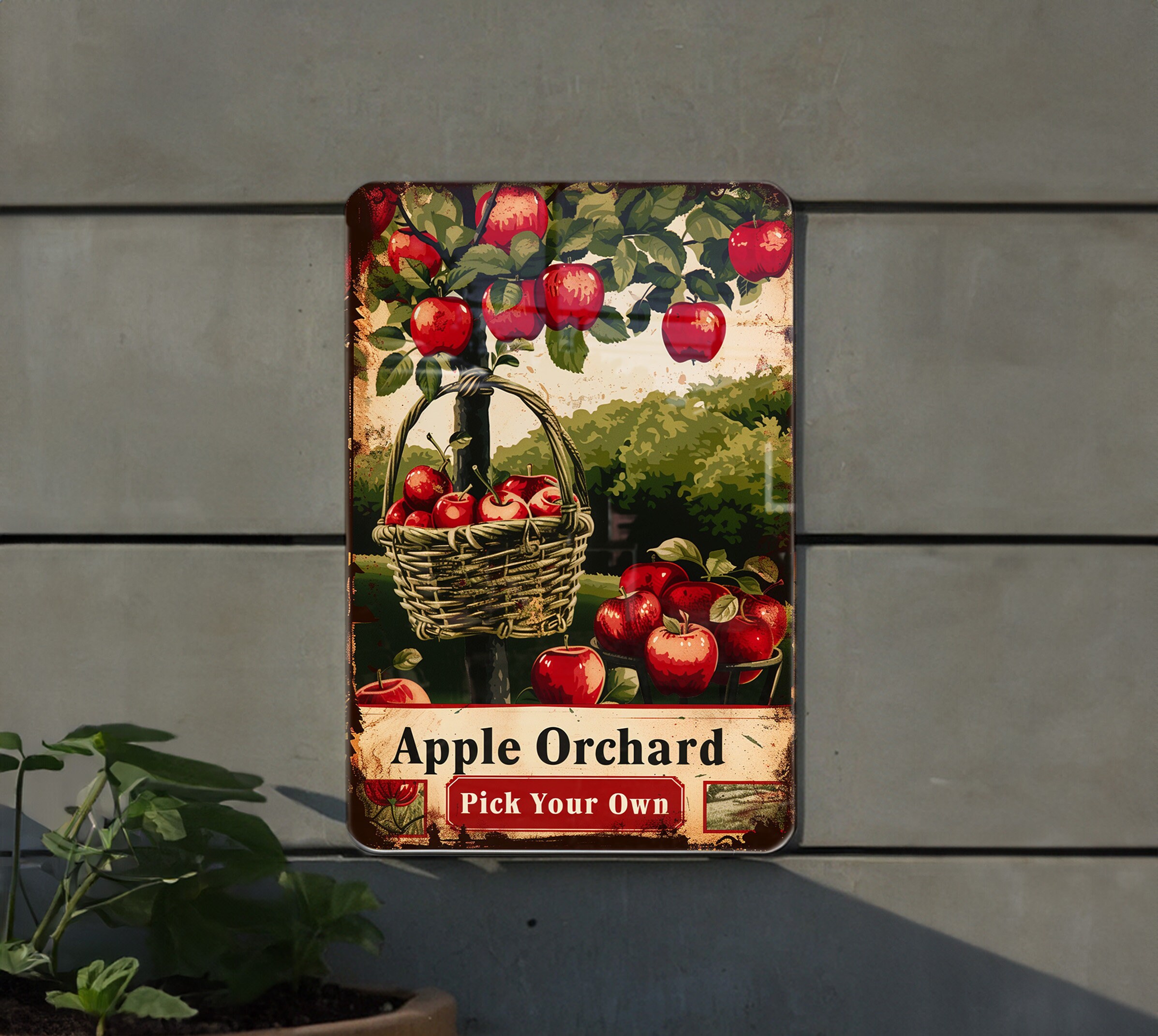 Apple Orchard Vintage Sign - Pick Your Own, Metal Sign, Apple Trees ...
